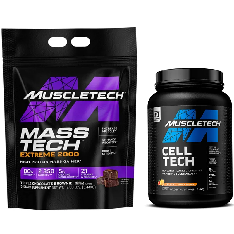 پکیج حرفه ای افزایش حجم و وزن (مس گینر ۵.۵ کیلوگرم +کراتین ترکیبی ماسل)