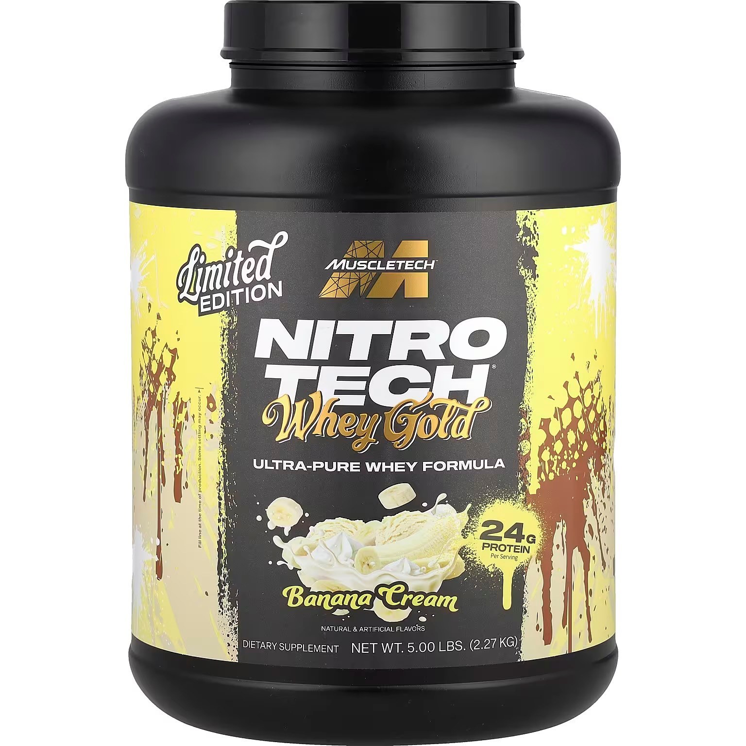 پروتئین وی ماسل تک نیتروتک وی گلد – طعم کرم موز (نسخه محدود)